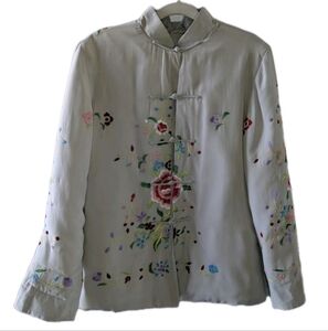 Vintage Reversible Silky Brocade Embroidered Jacket Women's SEE DESCRIPTION